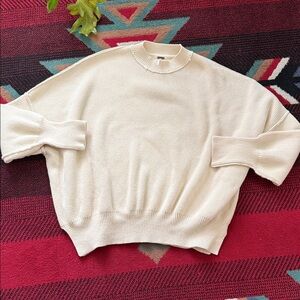 Free People Cream Crew Neck Sweater